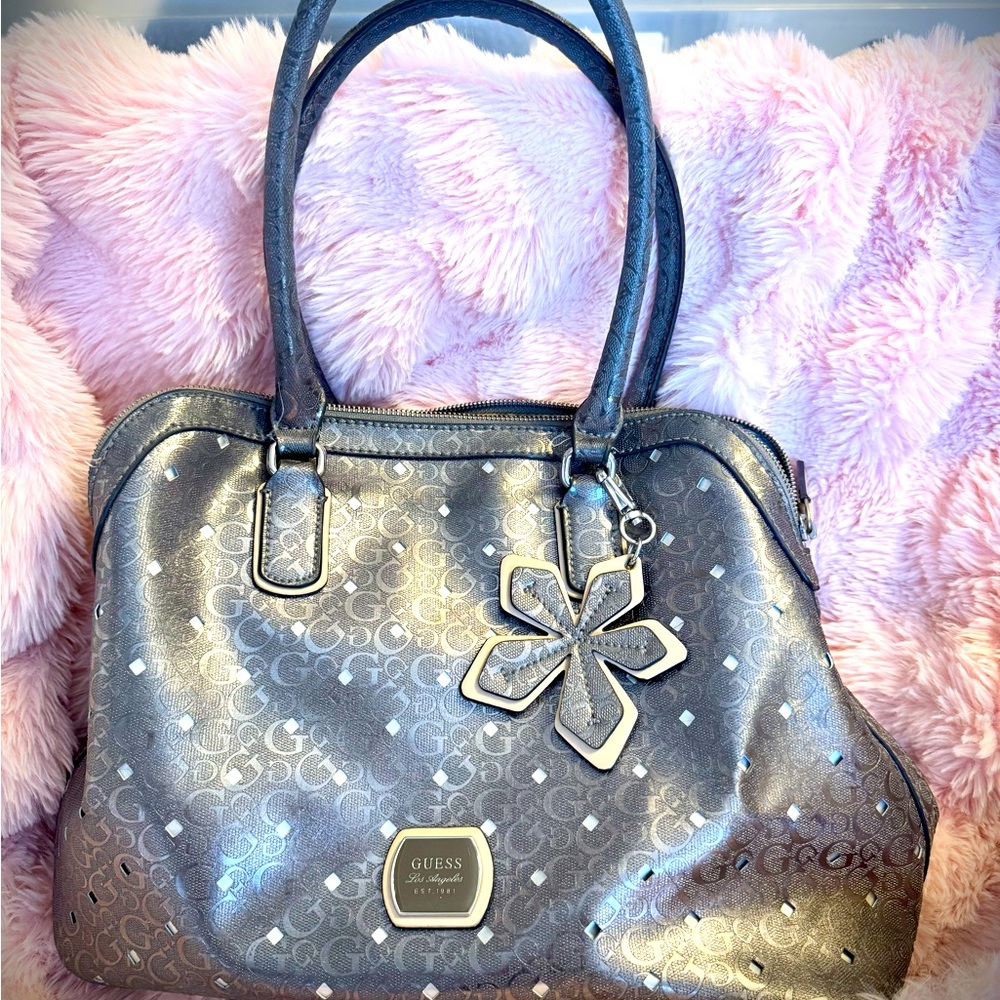 Guess large floral satchel
